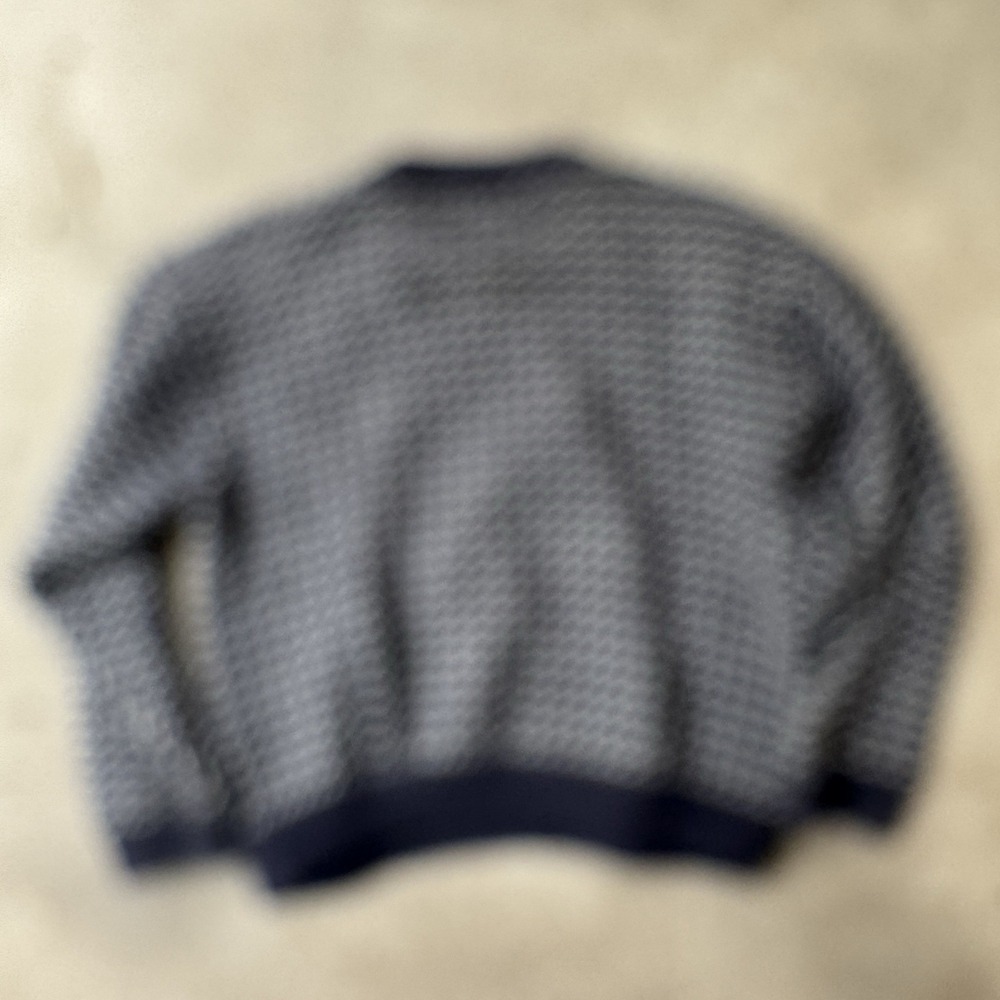 Vintage 80s LL Bean Birdseye Sweater Wool Norwegian Large Distressed Navy Blue - Picture 5 of 9